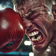 Obraz premium Intense Boxing Match Capturing Emotion and Raw Power in Action