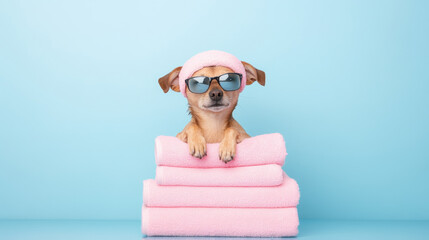 Dog grooming cafe, A serene dog enjoying a relaxing spa day, highlighting the benefits of canine wellness and pampering.