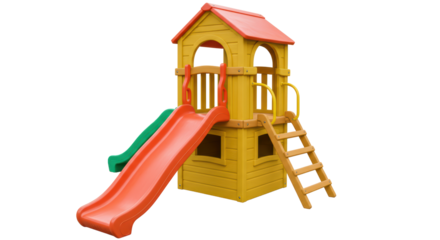 Isolated Colorful Kids Playhouse with Slide