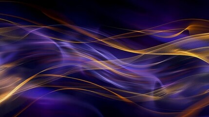 Elegant 3d abstract background with luxurious gold and purple silk wave gradients for design