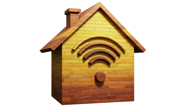 Isolated Brick House with Wifi Symbol