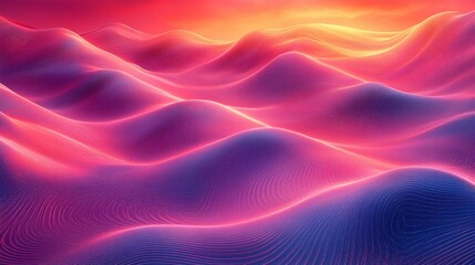 Obraz premium Abstract colorful rendered landscape with rolling hills and a vibrant sky