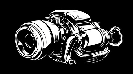 Powerful engine illustration, mechanical detail, dark background, industrial design, automotive use