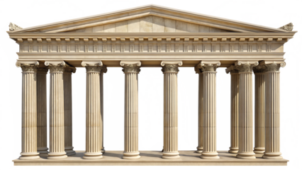 Historic ancient Greek colonnade structure isolated on white background, perfect for education or architecture use