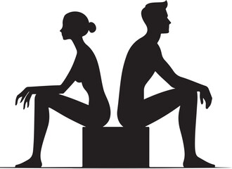 Minimalist man woman silhouette vector icon design.