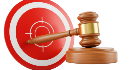 Isolated Gavel Striking Target Business Law