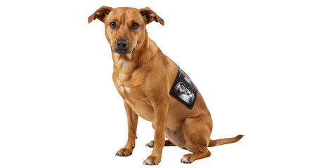 Isolated Dog with Ultrasound Picture Pregnancy Announcement