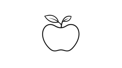 Fototapeta premium Simple Line Drawing of an Apple on White Background