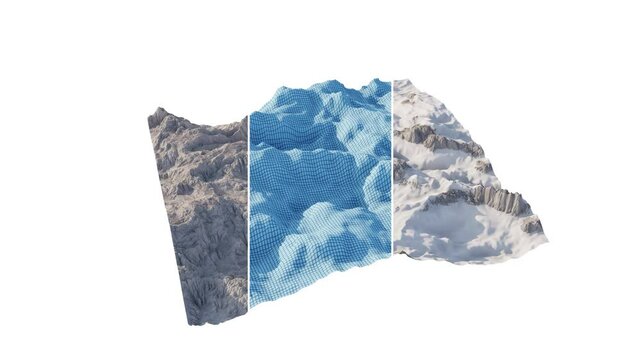 Dynamic texture swapping. Using shaders to dynamically alter an object's appearance. Educational material on 3D graphics. Seamless loop. 3D rendering. White background.