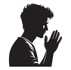  praying silhouettes vector on a white background.