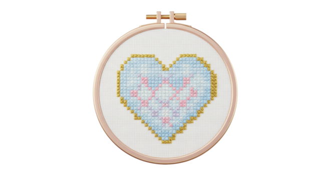 Isolated Cross Stitch Heart
