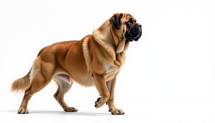 Obraz premium Majestic Mastiff, powerful stance, white background, giant, guardian, large dog