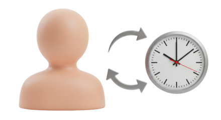 Isolated Time Management Concept with Human Figure and Clock