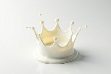 Isolated crown-shaped milk splash, creamy texture , food background, white, splash