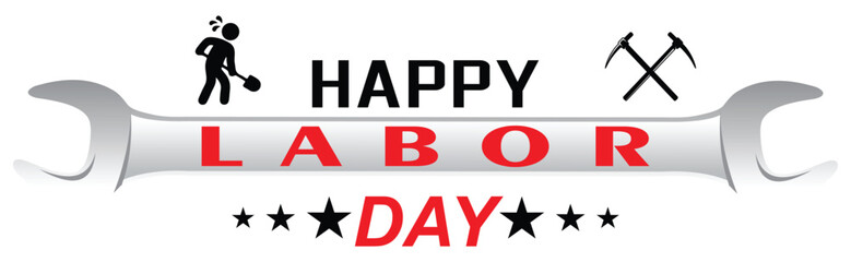Happy Labor Day Celebration Banner Design. Isolated On Transparent Background.