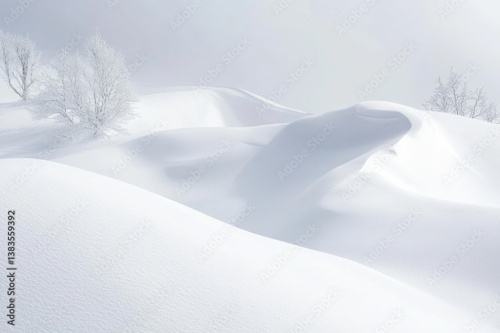 Leinwandbilder snowy landscape features soft curves and delicate shadows creating a calming and serene minimalist a