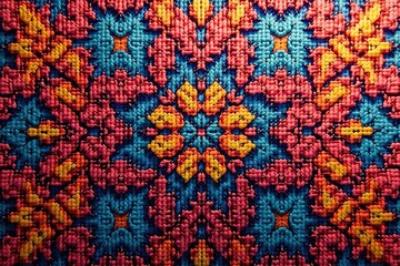 Geometric shapes forming repeating motif on fabric , weave, minimal