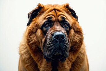 Fototapeta premium Imposing Mastiff, detail shot, pure white backdrop, close-up, canine photography