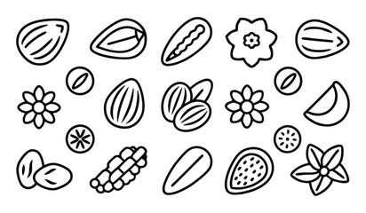 Fototapeta premium nuts and seeds icons seamless pattern isolated on