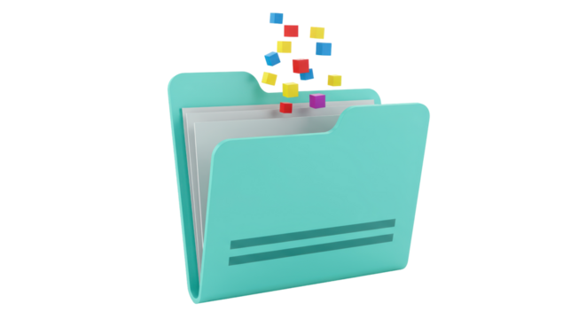 Isolated File Folder with Blocks Symbol for Data Management