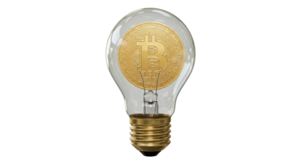 Isolated Lightbulb with Bitcoin Inside Symbolizing Cryptocurrency Innovation