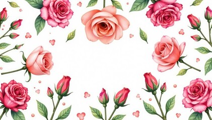 Delicate watercolor rosebuds arranged in a repeating pattern , floral pattern, dainty, vintage