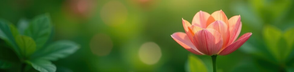 Delicate petals of a wildflower unfolding slowly, greenery, foliage
