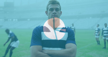 Image of statistics over rugby players