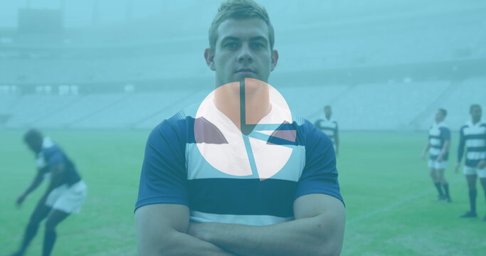 Image of statistics over rugby players