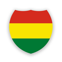 Bolivia flag in the shape of a shield isolated on white. Illustration
