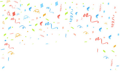 Colorful confetti border frame vector with festive streamers and decorative elements. Ideal for party invitations, celebrations, greeting cards, event banners, and digital designs.