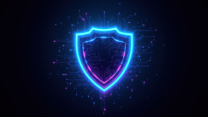 Fototapeta premium Digital shield with a glow effect symbolizing internet security.
