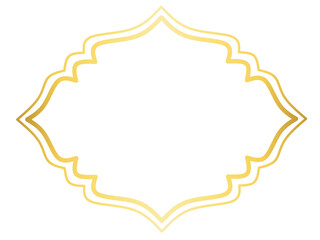 Golden Islamic Label Frame, Blank Banner with Gold Border 