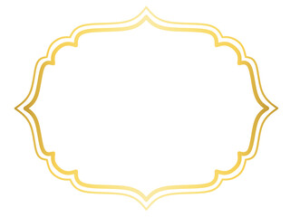 Golden Islamic Label Frame, Blank Banner with Gold Border 