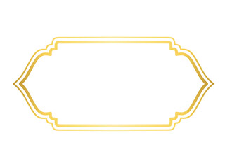 Golden Islamic Label Frame, Blank Banner with Gold Border 