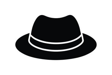Silhouette art design of a fedora hat for women icon illustration.eps