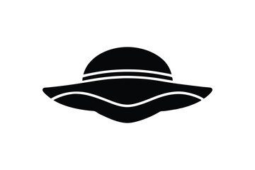 Silhouette art design of a sailor-style women's hat icon illustration.eps