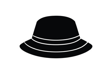 Silhouette art design of a stylish bucket hat for women icon illustration.eps