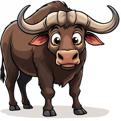 Adorable Cartoon Domestic water buffalo Vector Illustration
