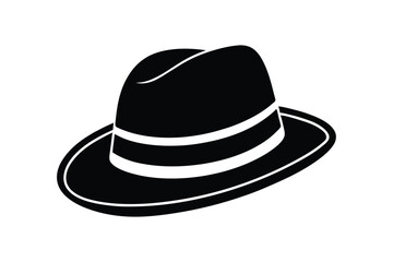 Silhouette art design of a vintage Gatsby-style hat icon illustration.eps