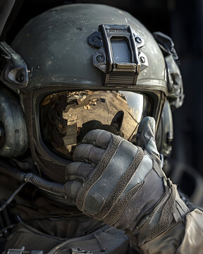 An EOD technician&rsquo;s protective suit, helmet, and gloves with reflective visor