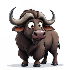 Adorable Cartoon Domestic water buffalo Vector Illustration