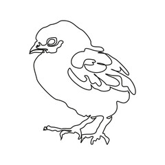 Single continuous line drawing the chick. Cute little chicken. One line design vector illustration