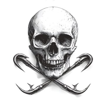 Skull And Crossed Gaffs  Illustration On White Background For Dangerous Design