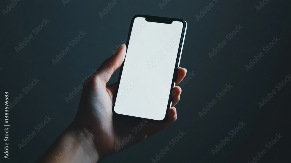 Leinwandbilder holding a smartphone while browsing an online store app with a sleek interface for a modern shopping