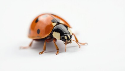 Fototapeta premium Single ladybug perfectly centered on pure white, clean, bug