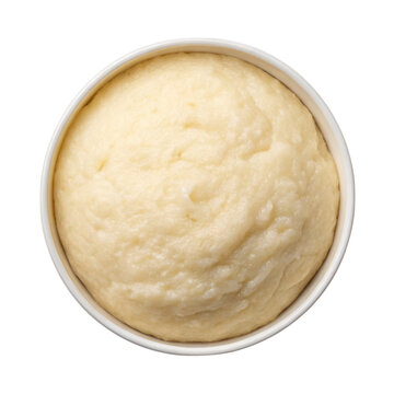 Creamy fufu dish served bowl, showcasing its smooth texture and traditional appeal. This ethnic food is often enjoyed with