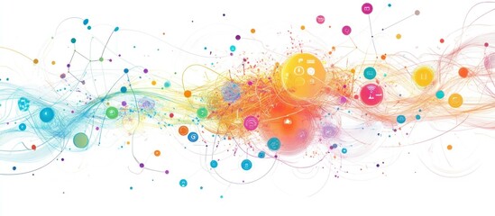 Colorful abstract swirls & interconnected spheres