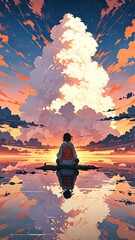 Solitary Soul at Dusk – Anime-Inspired Mental Wellness Artwork