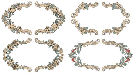 Set of Vintage Floral Frame Templates &ndash; Elegant Calligraphic Ornaments on White